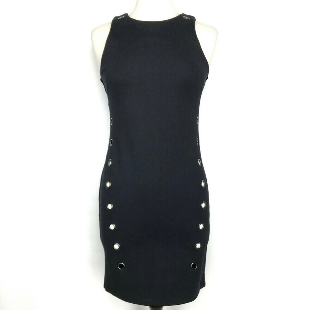 Romeo & Juliet Couture Sheath Bodycon Grommet Black Dress NWT $175 Size Medium